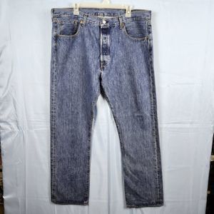 Levis 501 Jeans Original Fit Straight Leg Button Fly Blue Medium Wash Mens 38x32
